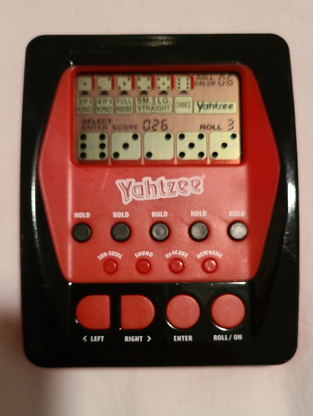 Yahtzee Electronic Hand Held Game A2125 Portable Travel Battery Operated